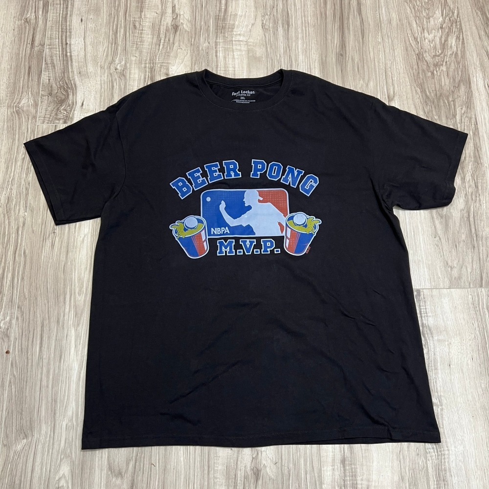 Foot Locker Beer Pong MVP Graphic T Shirt Black Mens 3XL Parody Novelty Tee
